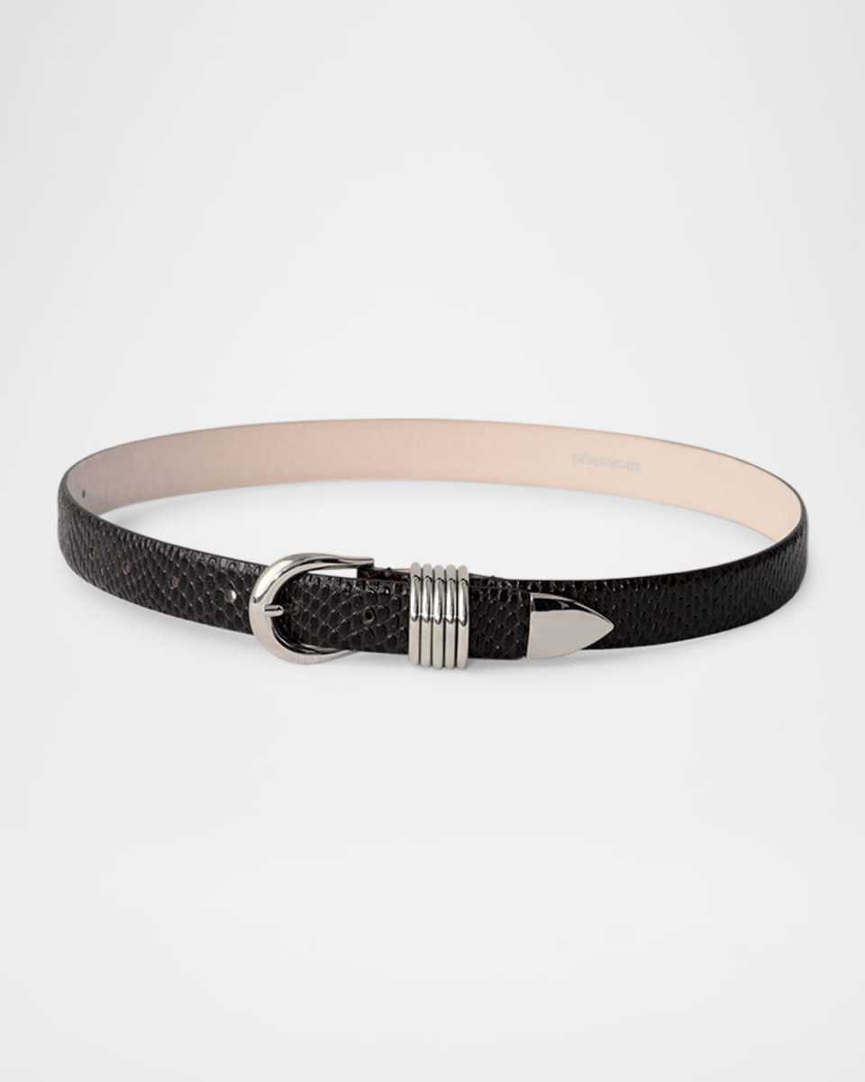 Hollyhock Viper-Print Leather Belt